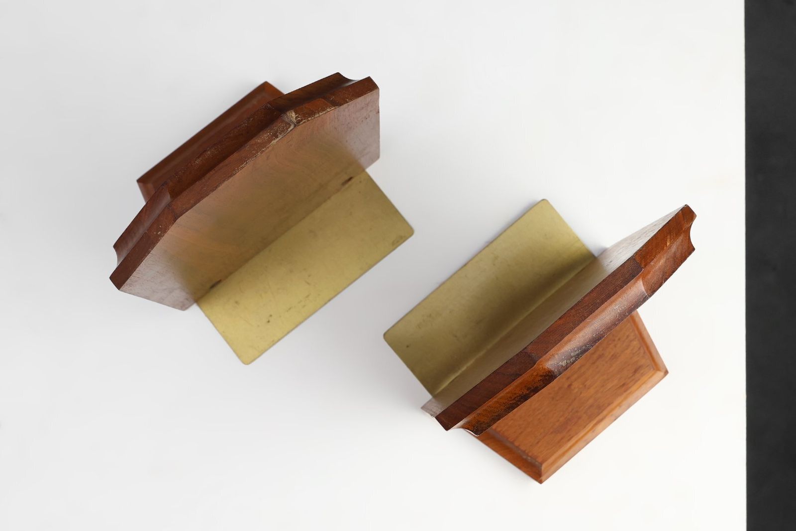 Home Decor Art Deco French Bookends In Wood And Bronze, 1920s, Set Of 2 photo