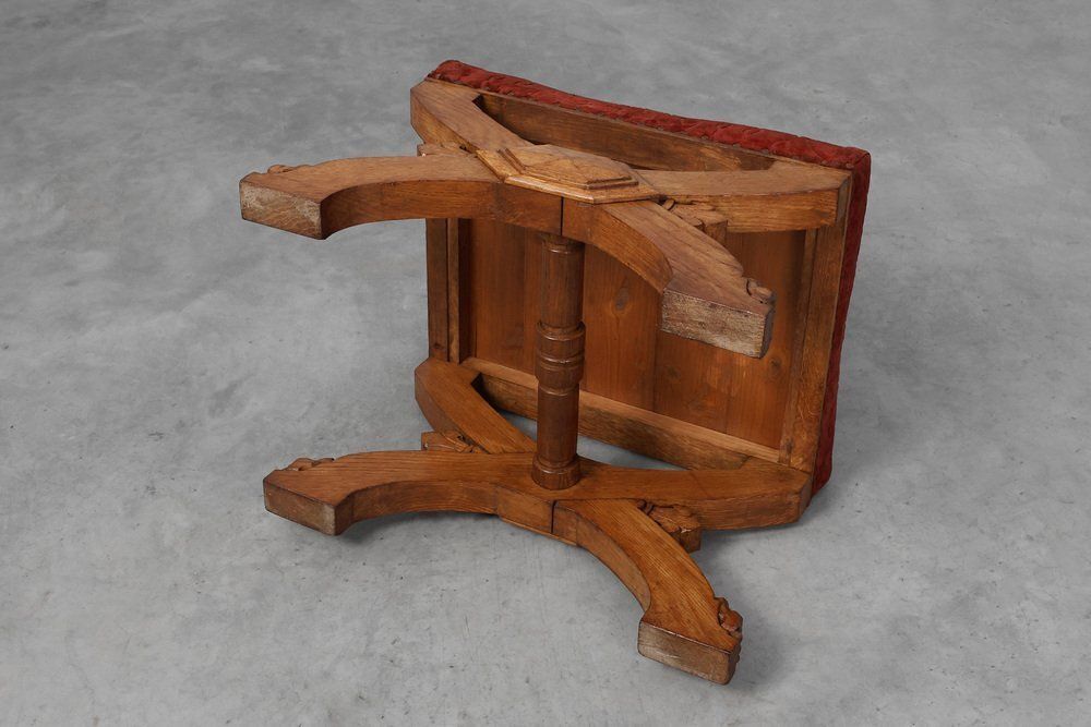 photo buy 19th Century Gothic Revival Flemish Oak Footstool, Belgium