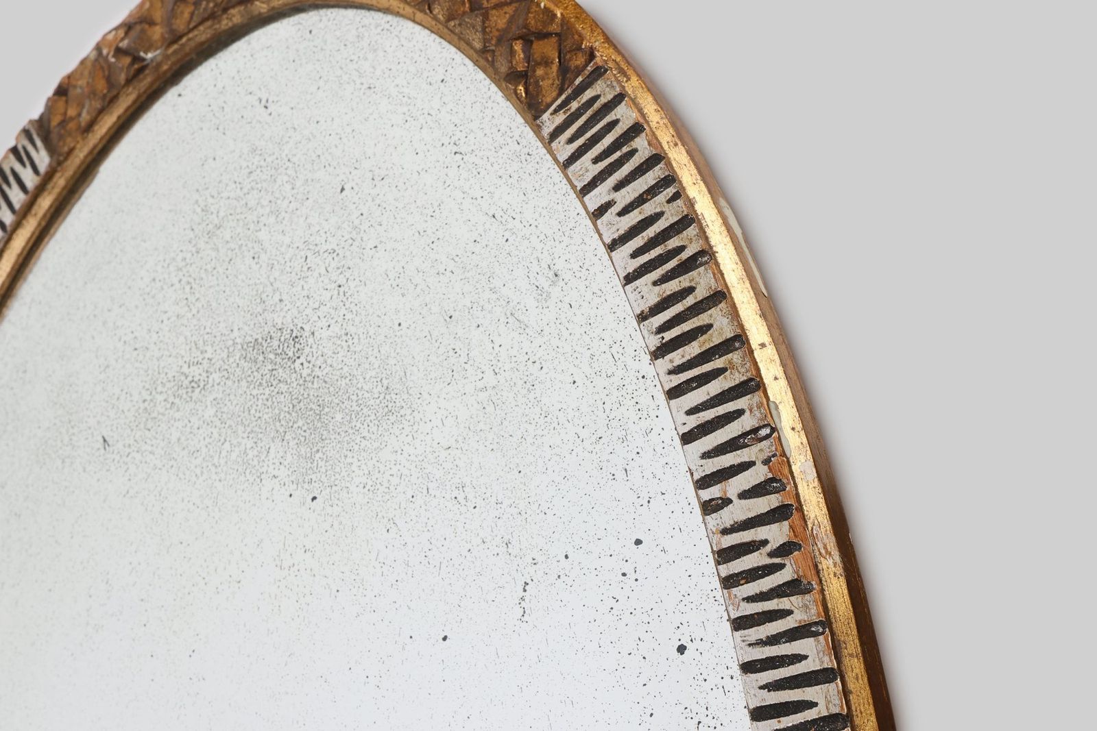 Large Art Deco French Gilded And Silvered Oval Mirror, 1910s photo 2343.0