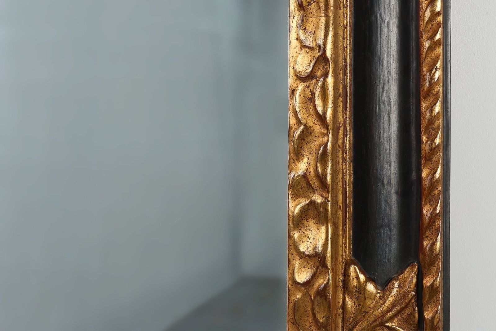 Carved Baroque Black And Giltwood Mirror, 1850s photo Home Decor