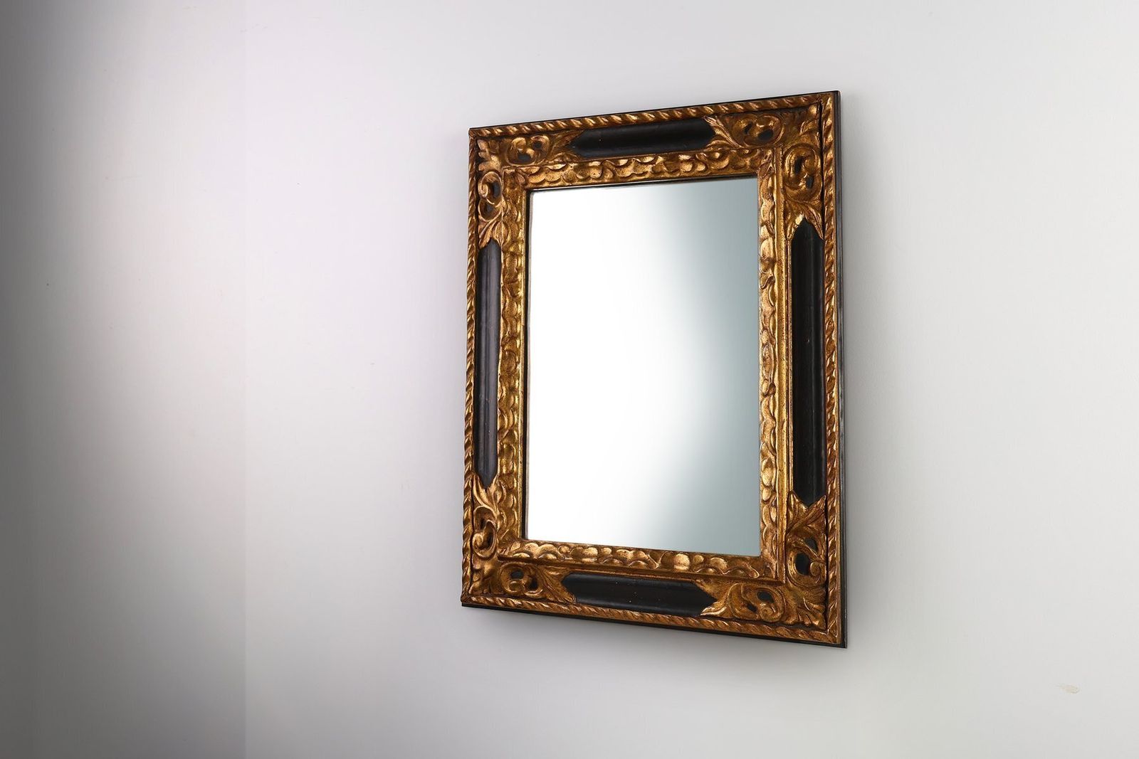 Carved Baroque Black And Giltwood Mirror, 1850s photo 2603.0