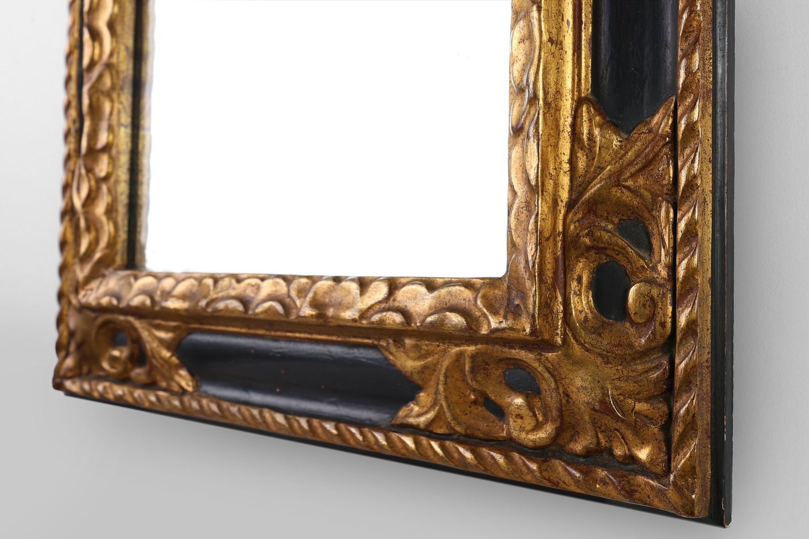 Carved Baroque Black And Giltwood Mirror, 1850s photo buy
