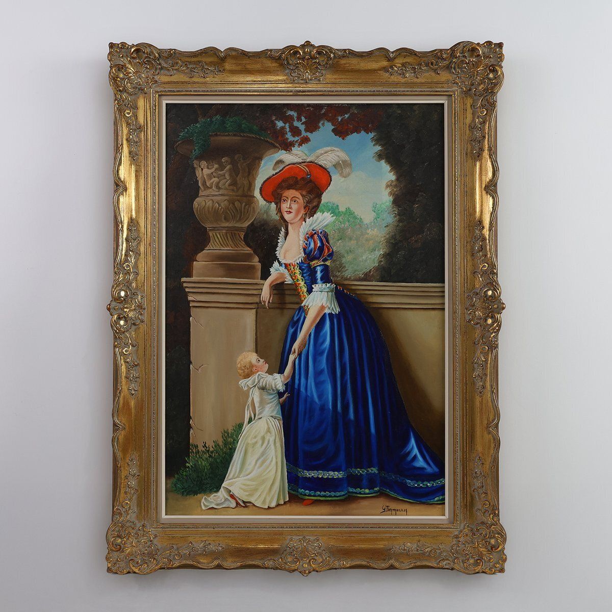 French Artist, Baroque Style Portrait Of Madame Louise Elisabeth Of France, 1950s, Oil On Canvas