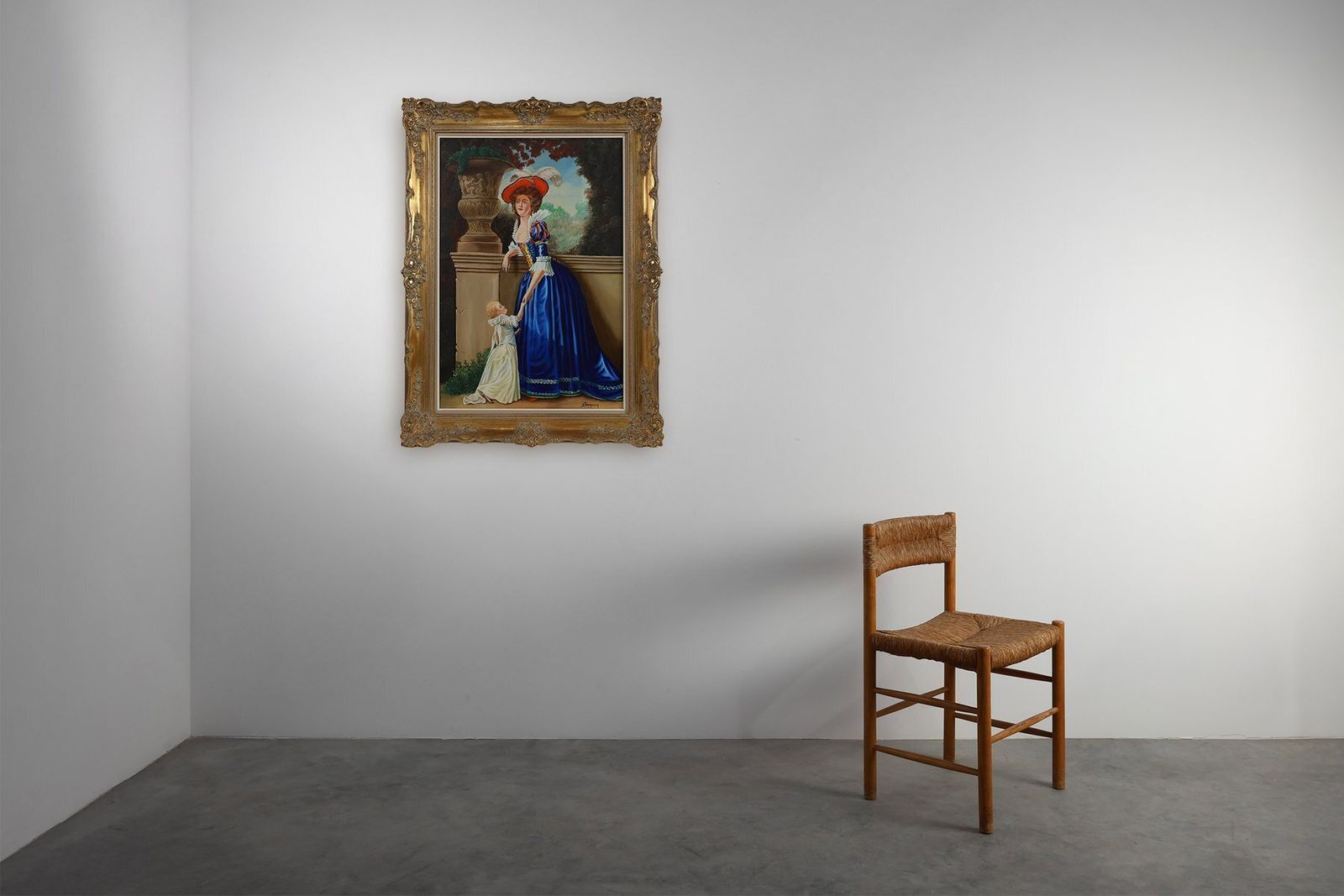 French Artist, Baroque Style Portrait Of Madame Louise Elisabeth Of France, 1950s, Oil On Canvas photo furniture