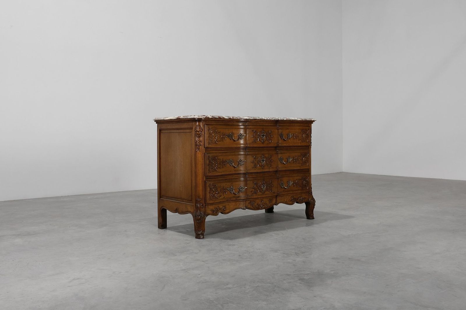 18th Century Louis XV Oak And Marble Chest Of Drawers, France photo Furniture