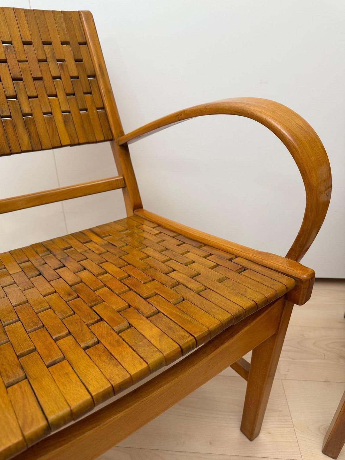 Pair Of ‘Armchairs By, Gelenka’ Solid Beech Wood, Germany Circa 1950 photo vintage