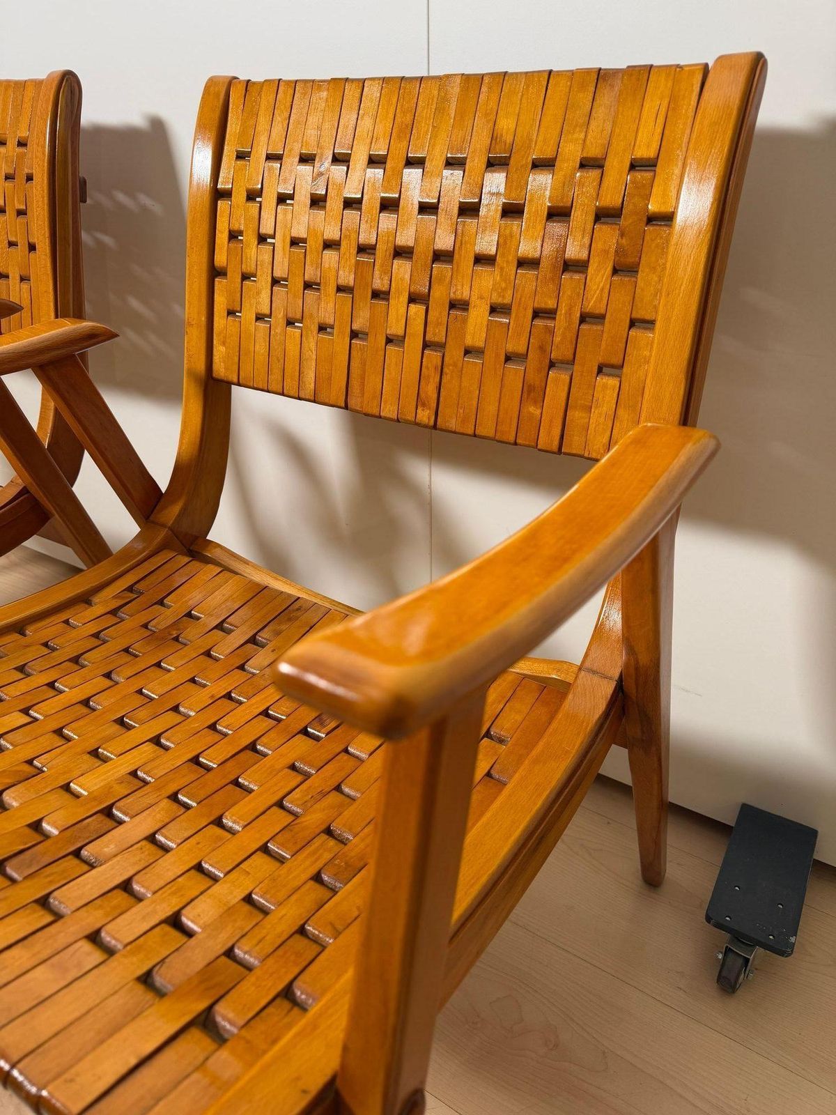 Furniture Pair Of ‘Gelenka’ Armchairs, Solid Beech Wood, Germany Circa 1950 photo