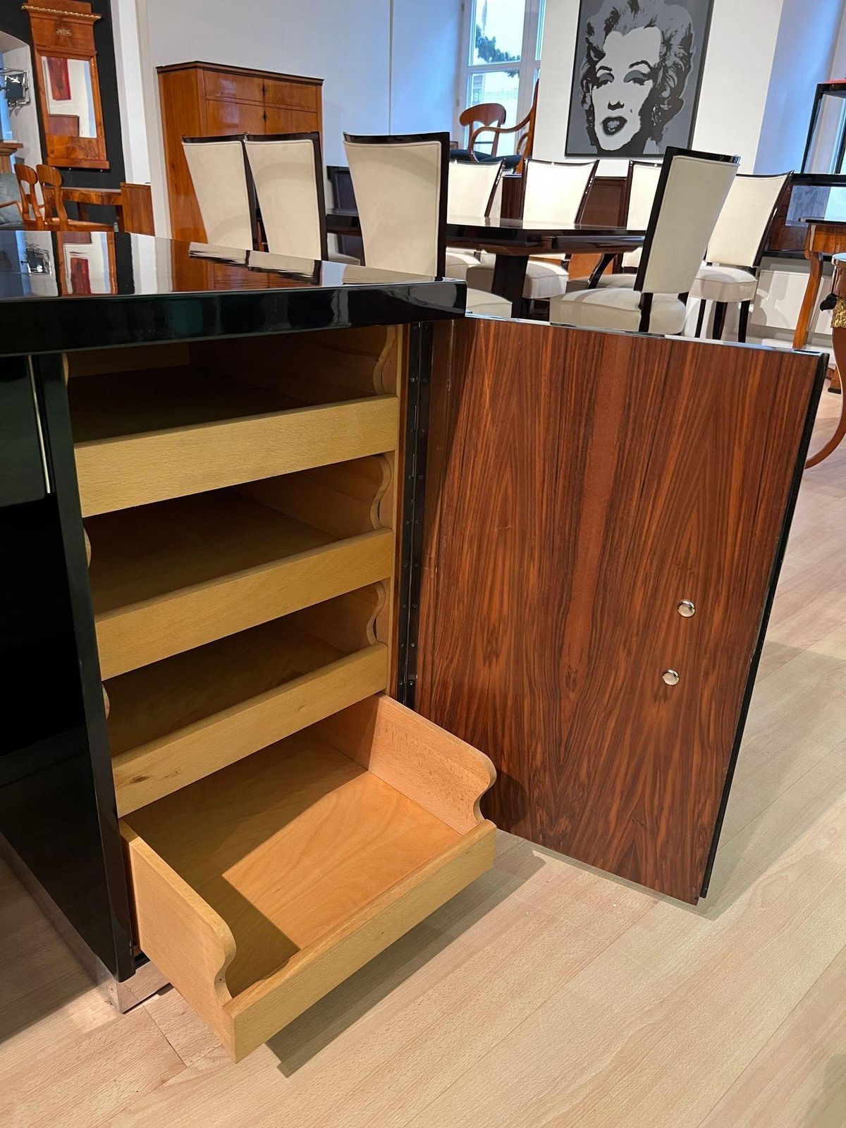 6311.0 Art Deco Desk, Black Lacquer, Walnut, Metal, France, Circa 1930/40 photo