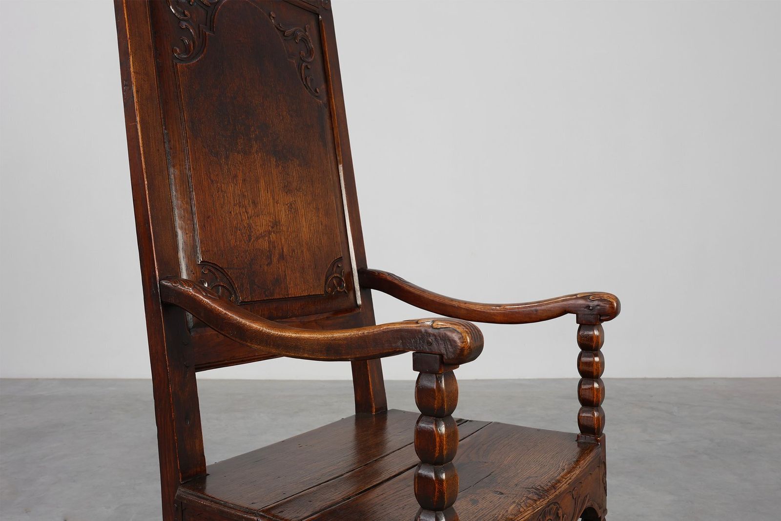 Antique Armchair In Hand Carved Oak, 1700s photo furniture