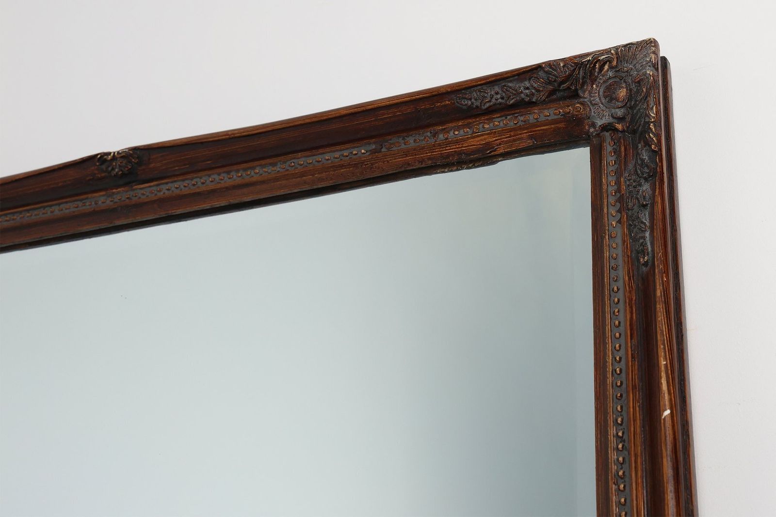Antique Facet Cut Mirror With Carved Wood Frame, France, 1850s photo for sale