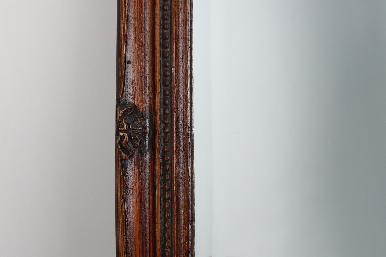 Antique Facet Cut Mirror With Carved Wood Frame, France, 1850s photo vinterior