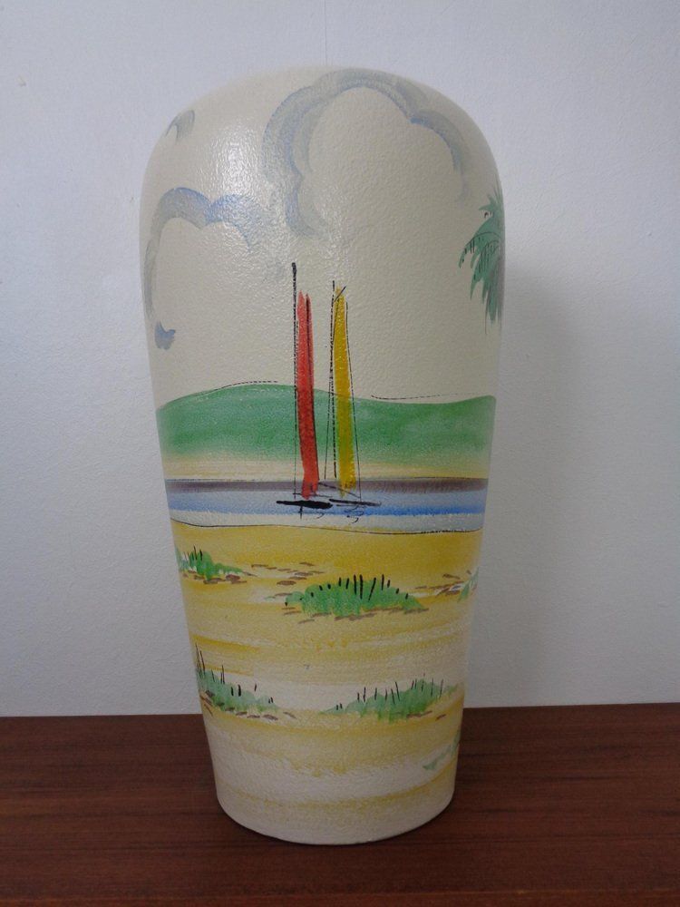 Large Hand Painted Ceramic 617 50 Vase From Scheurich Foreign, Germany, 1960s photo vinterior