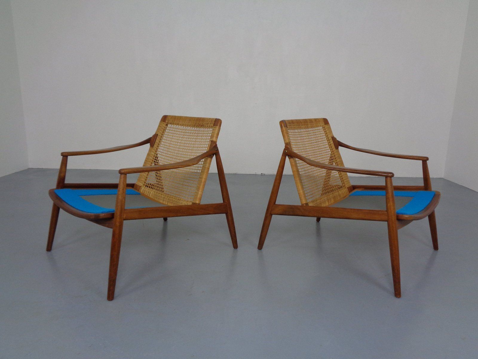 photo for sale Upholstered Teak Lounge Chairs By Hartmut Lohmeyer For Wilkhahn, 1960s, Set Of 2