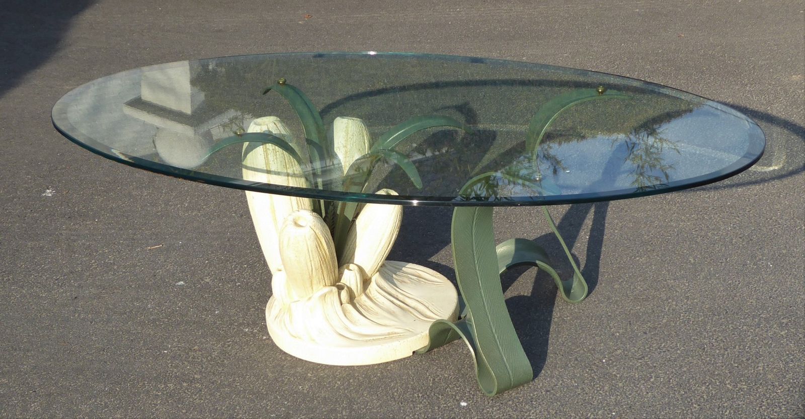 Bronze & Resin Organic Anemone Plant Coffee Table With Glass Top, 1970s