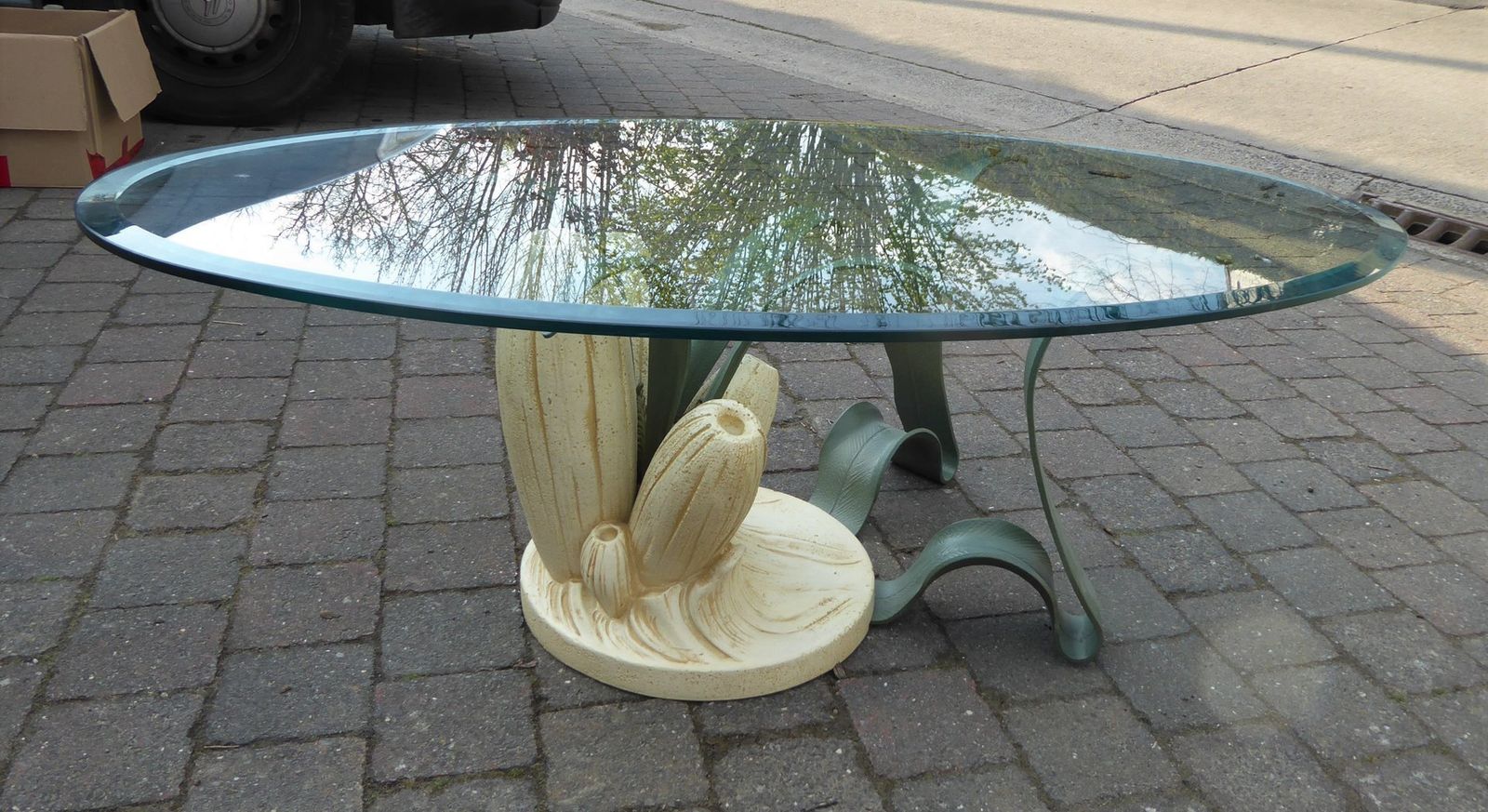 Bronze & Resin Organic Anemone Plant Coffee Table With Glass Top, 1970s photo 1278.0