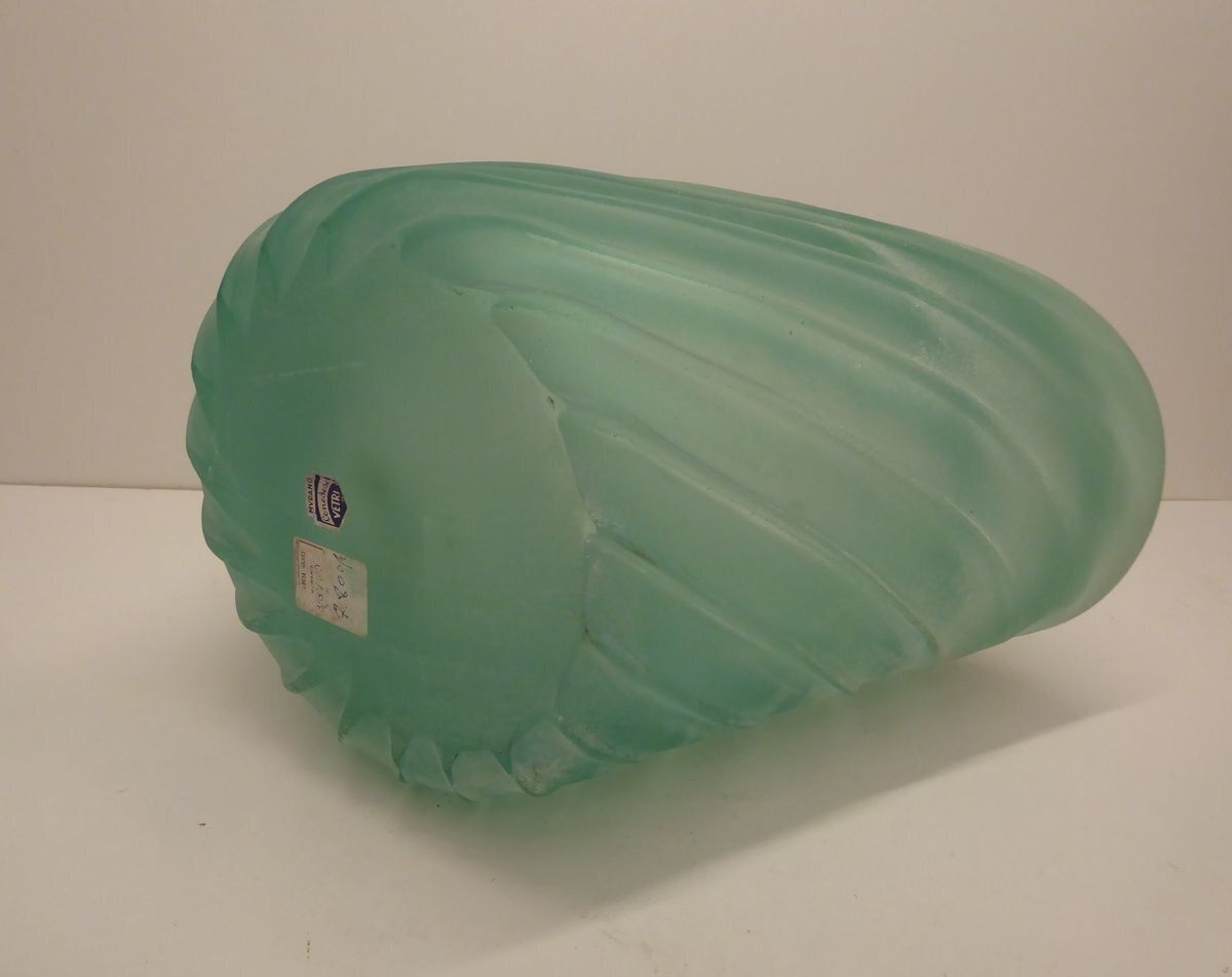 Large Vintage Aqua Blue / Green Scavo Murano Glass Vase By Cenedese photo Home Decor