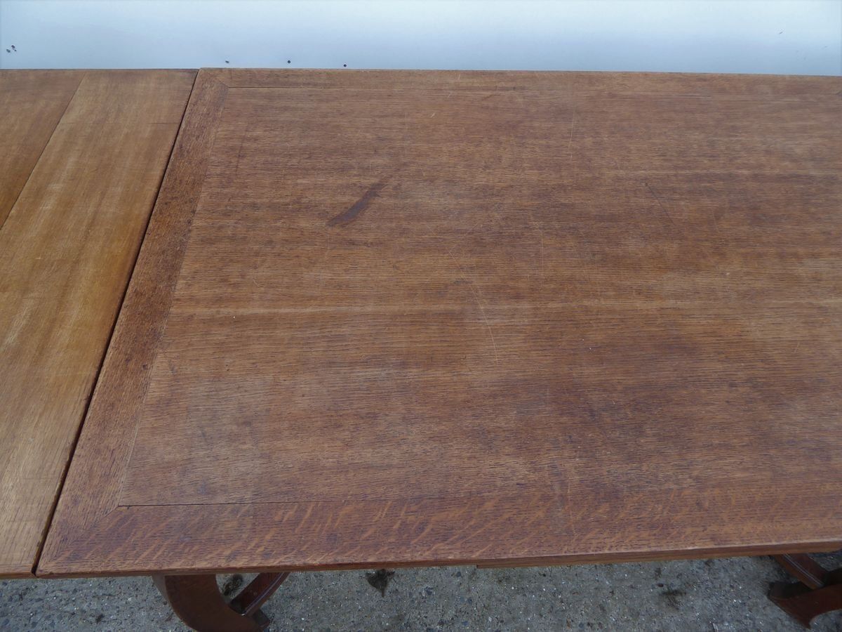 Antique Belgian Art Deco Oak Dining Table By Gustave Serrurier Bovy photo Furniture