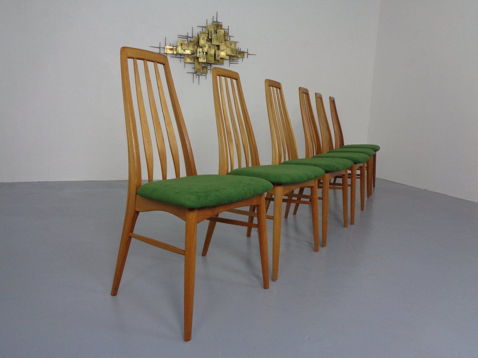 Eva Dining Chairs In Teak By Niels Koeefoed For Hornslet Møbelfabrik, Denmark, 1960s, Set Of 6 photo for sale