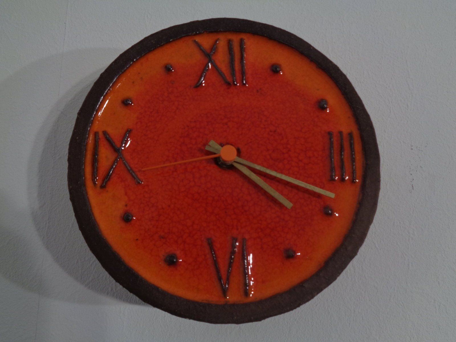 Orange Ceramic Wall Clock From Krösselbach, Germany, 1970s photo Home Decor