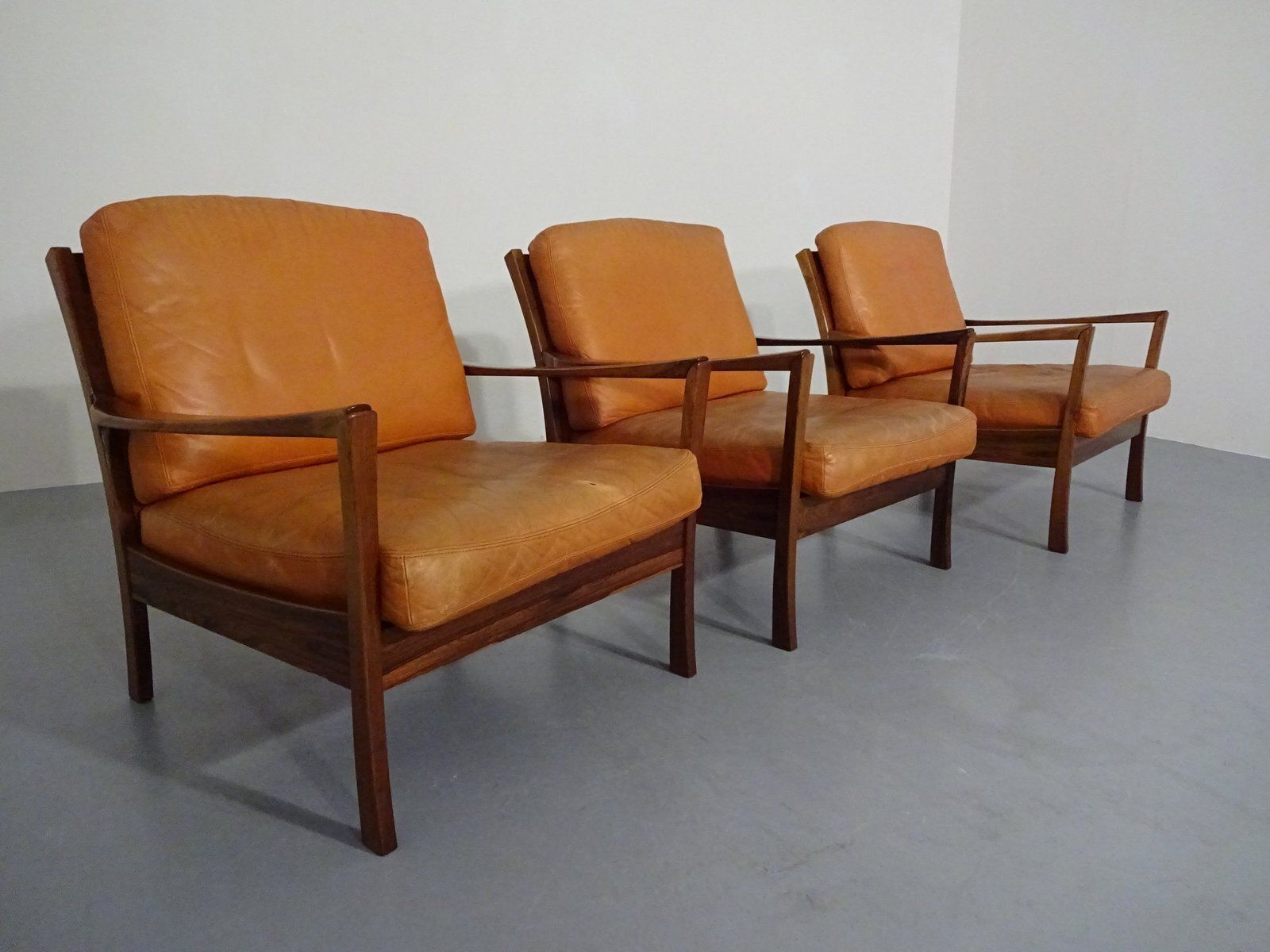 Rosewood And Leather Easy Chair, Denmark, 1960s photo for sale