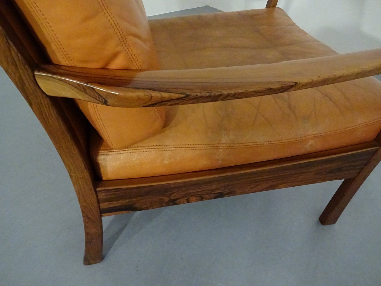 photo buy Rosewood And Leather Easy Chair, Denmark, 1960s