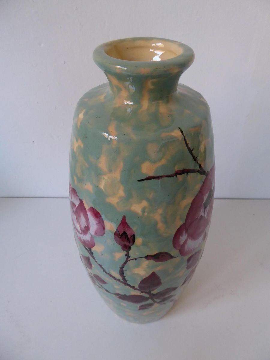 Large Art Deco French Ceramic Vase By Simone Larrie For D'argyll, 1930s photo Home Decor