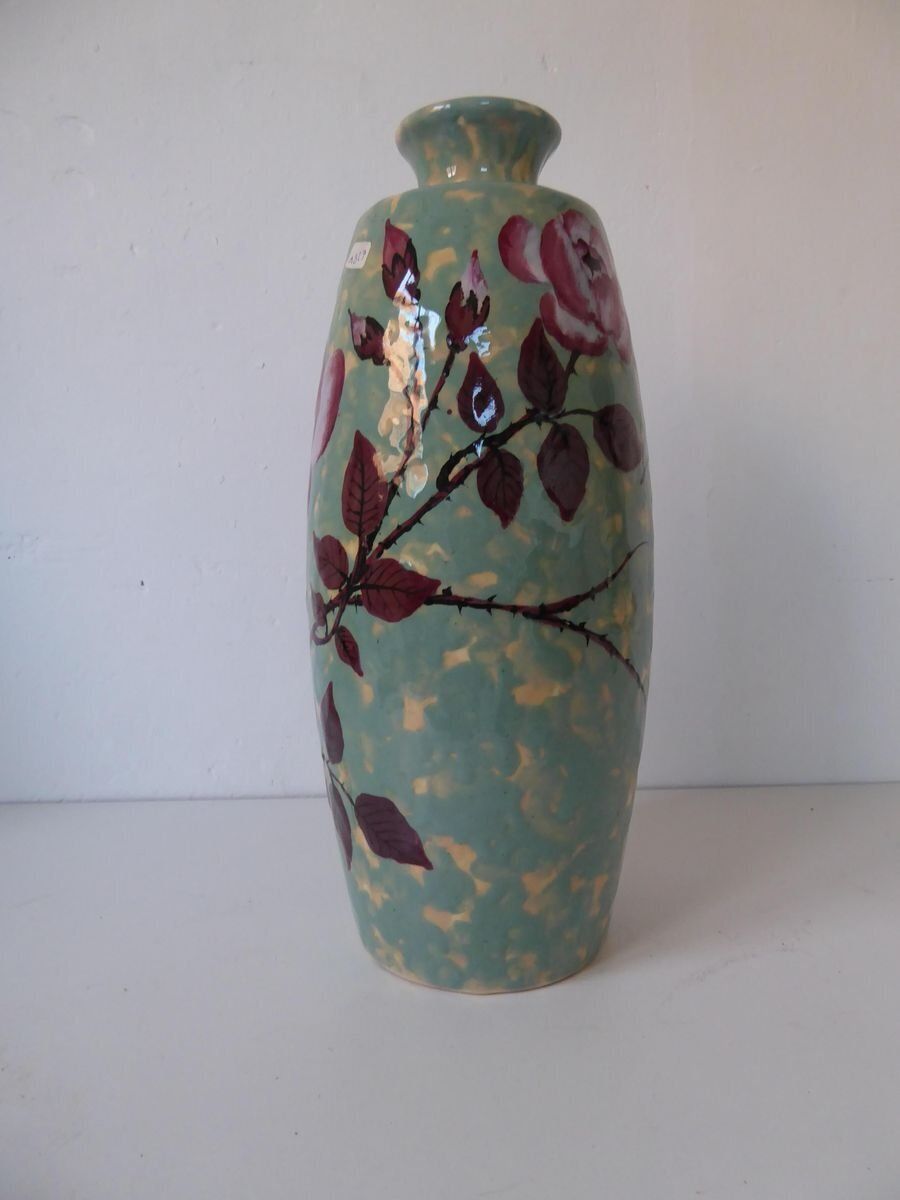 Large Art Deco French Ceramic Vase By Simone Larrie For D'argyll, 1930s photo buy