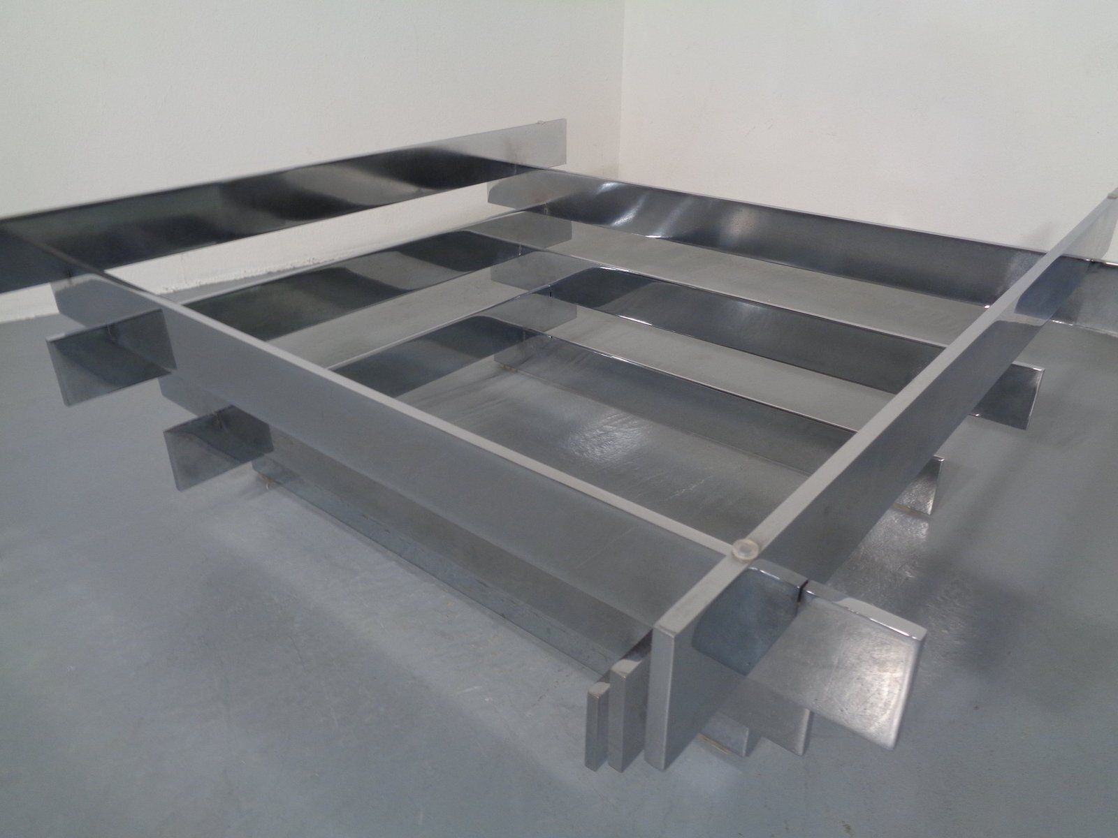 photo vintage Sculptural Chrome Coffee Table By David Hicks, Italy, 1960s