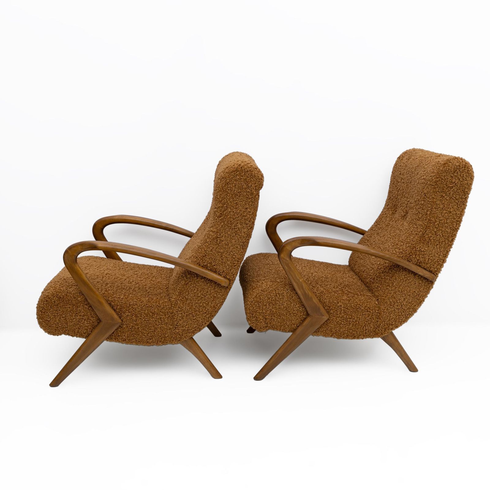 Attribute To Paolo Buffa Mid Century Modern Italian Bouclè Armchairs, Pair photo for sale