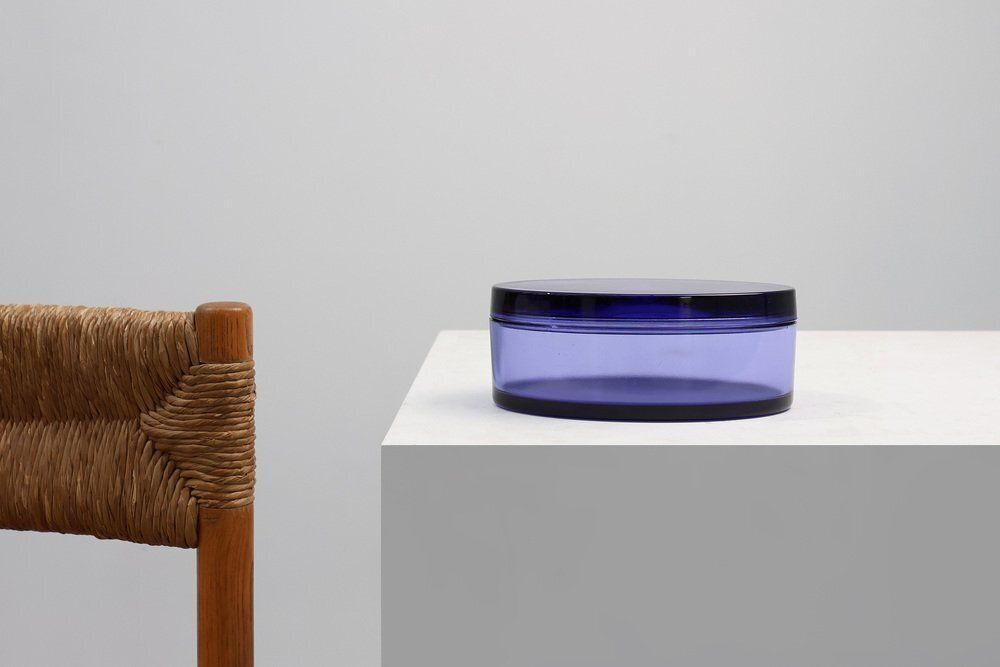 Blue Glass Vide Poche From Val Saint Lambert, Belgium, 1900s photo furniture