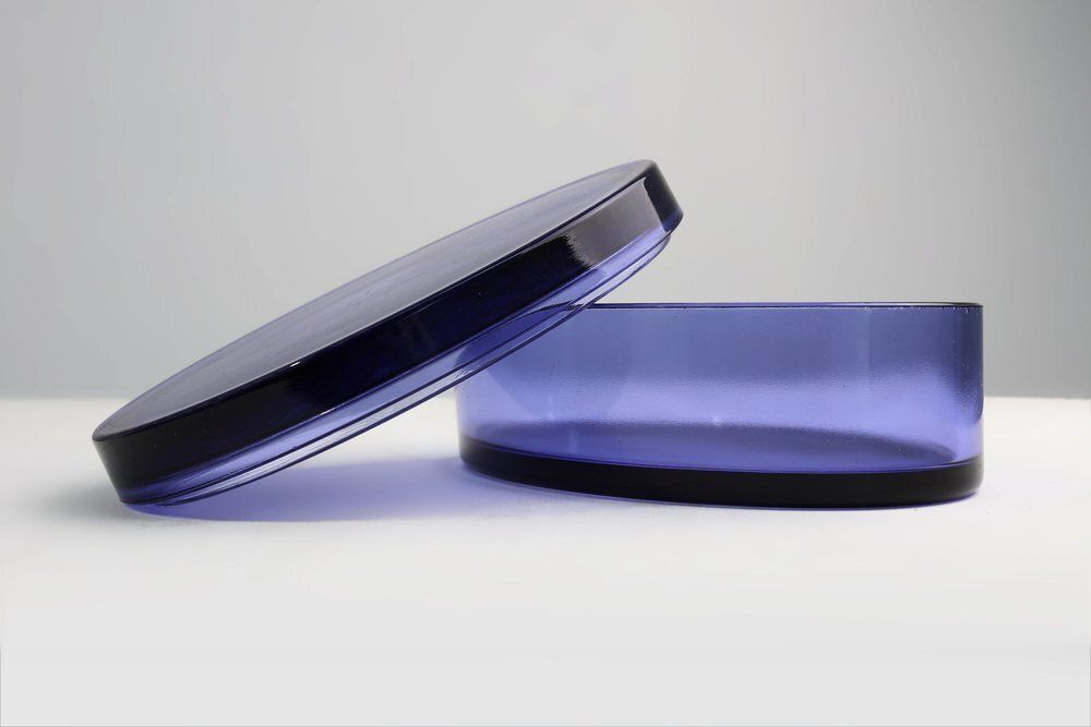 Blue Glass Vide Poche From Val Saint Lambert, Belgium, 1900s photo Home Decor
