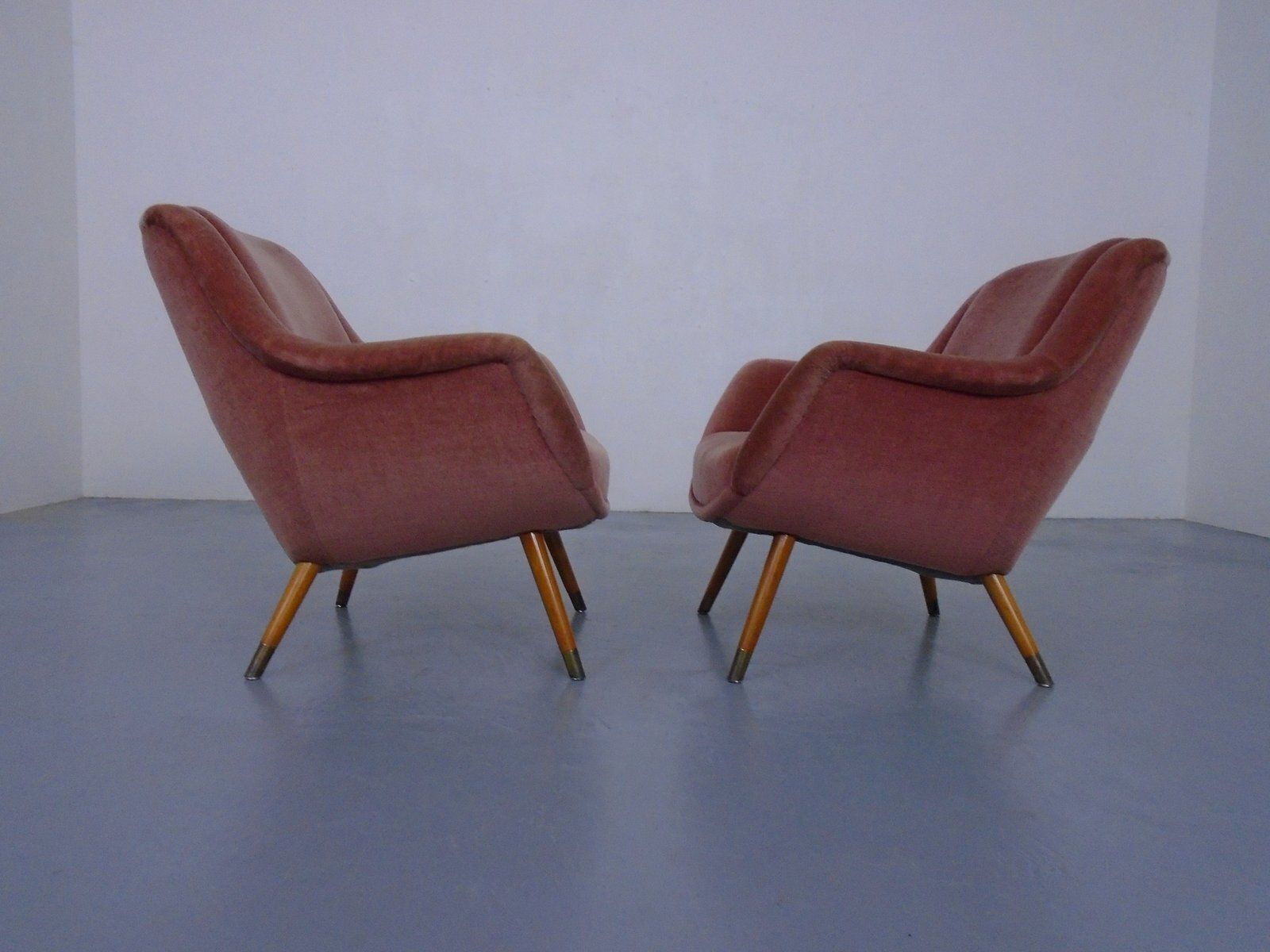 Mid Century French Organic Mohair Lounge Chairs, 1950s, Set Of 2 photo for sale