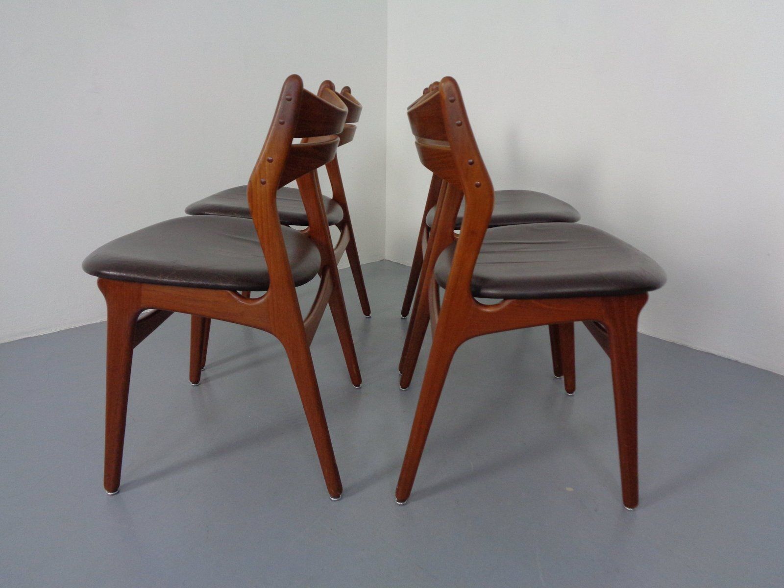 photo buy Teak & Leather Model 310 Dining Chairs By Erik Buch For Chr. Christensen, Denmark, 1960s, Set Of 4