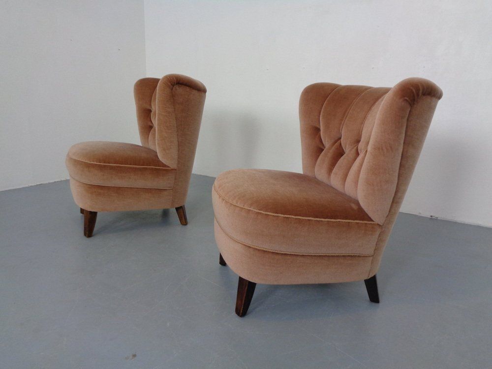 Mohair Club Chairs From Adolf Wrenger, Germany, 1950s, Set Of 2 photo for sale