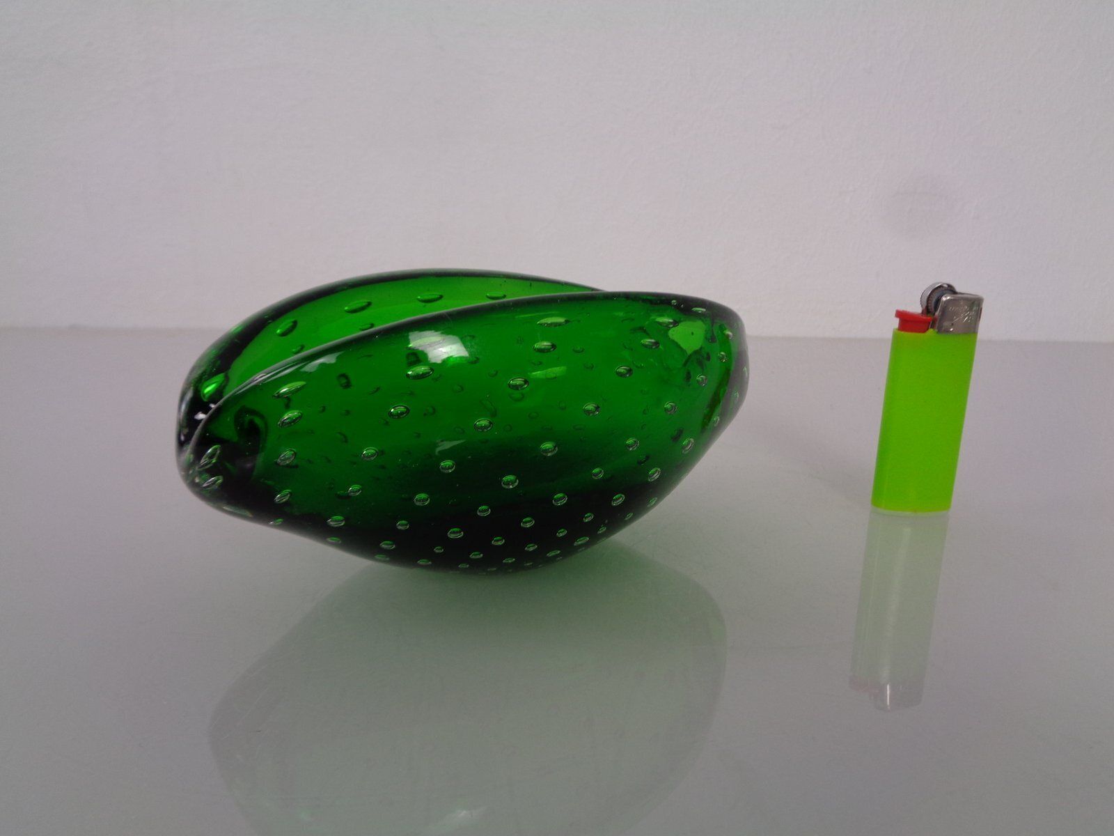 photo for sale Green Sommerso Murano Glass Ashtray, Italy, 1960s