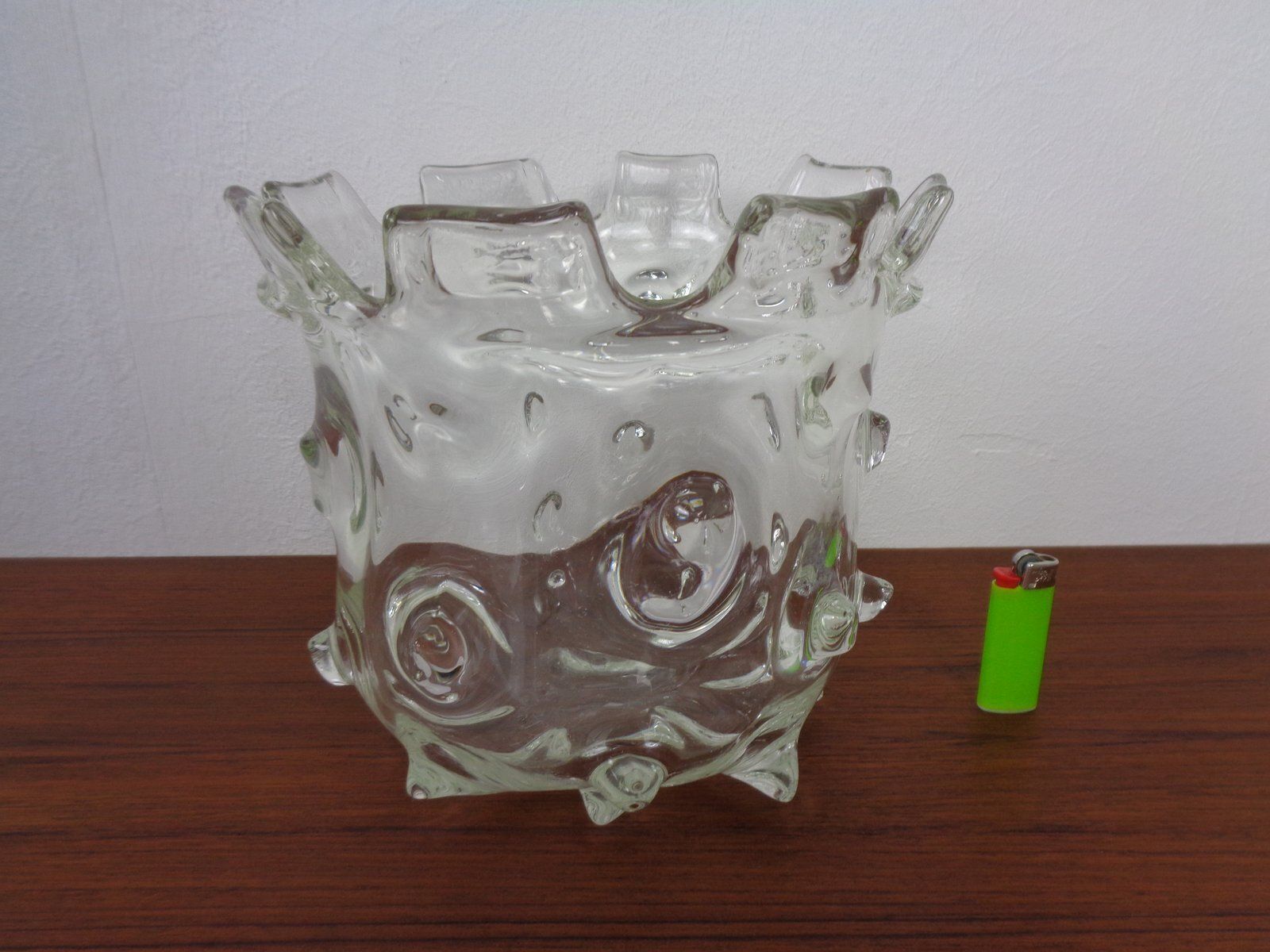 Large Murano Mugnoni Series Glass Vase Attributed To Ercole Barovier, Italy, 1940s photo for sale