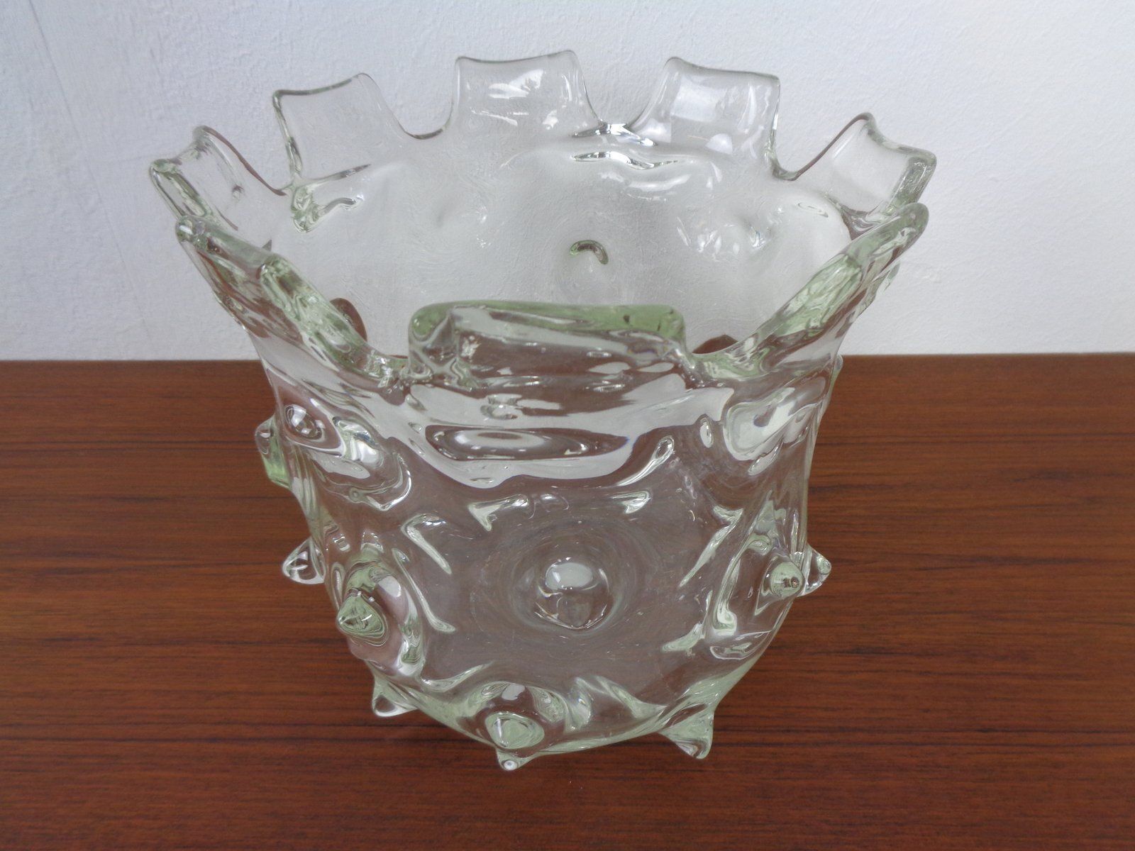 Large Murano Mugnoni Series Glass Vase Attributed To Ercole Barovier, Italy, 1940s photo vinterior