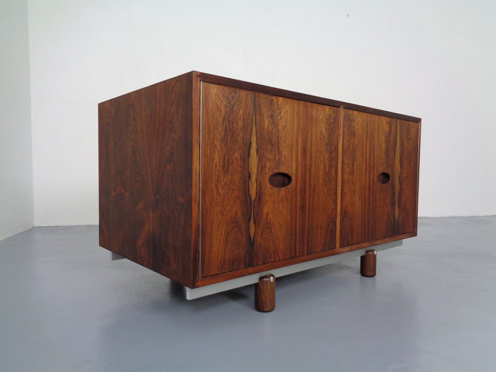 photo for sale Rosewood And Leather Tambour Writing Desk By Gianfranco Frattini For Bernini, Italy, 1964