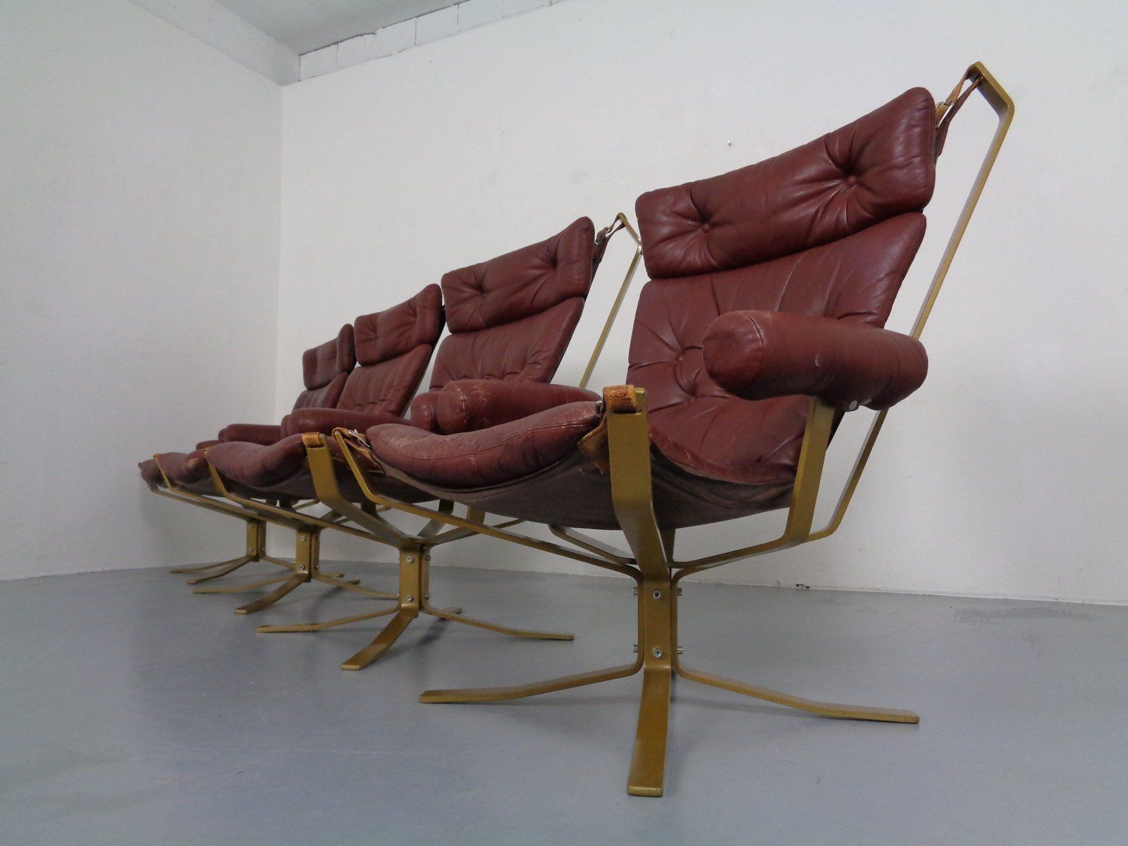 Danish Leather & Steel Super Star Chairs From Trygg, Denmark, 1970s, Set Of 4 photo for sale