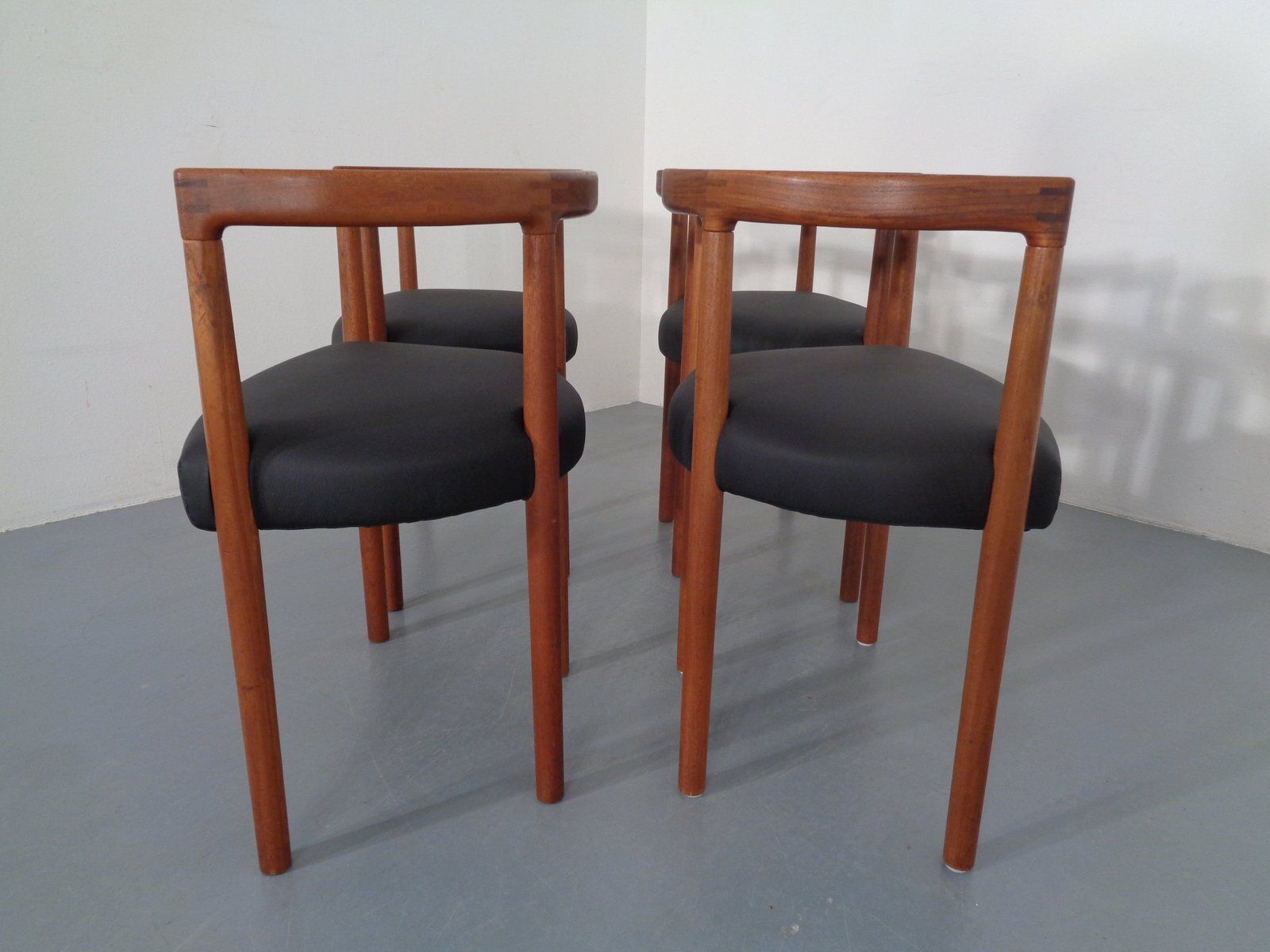 photo for sale Teak & Leather Model 195 Dining Chairs By Ole Gjerløv Knudsen & Torben Lind For France & Søn, Denmark, 1960s, Set Of 4