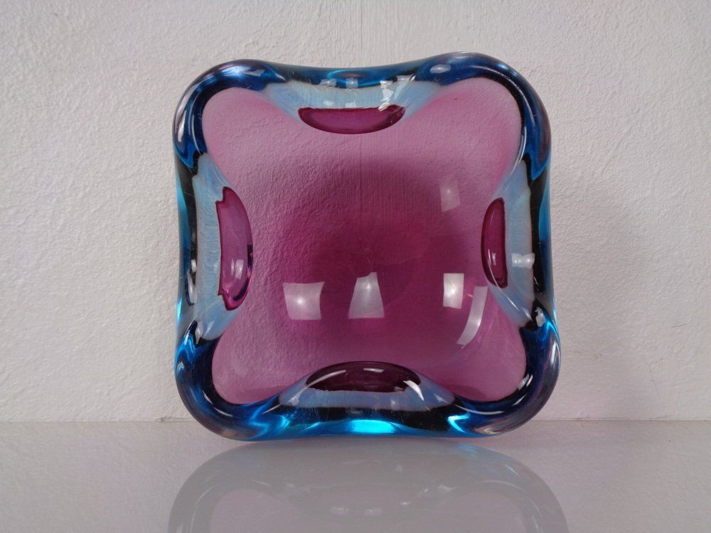 photo vinterior Sommerso Murano Glass Ashtray, Italy, 1960s