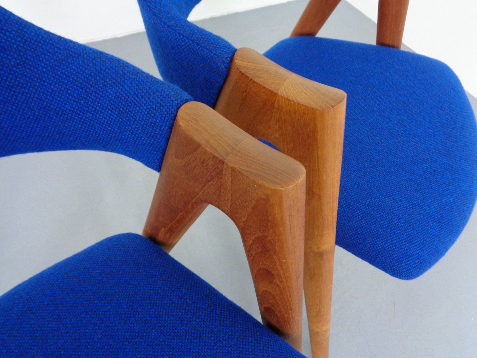 photo vintage Set Of Compass Chairs In Teak And Kvadrat Hallingdal 65 By Kai Kristiansen For Schou Andersen, 1960s