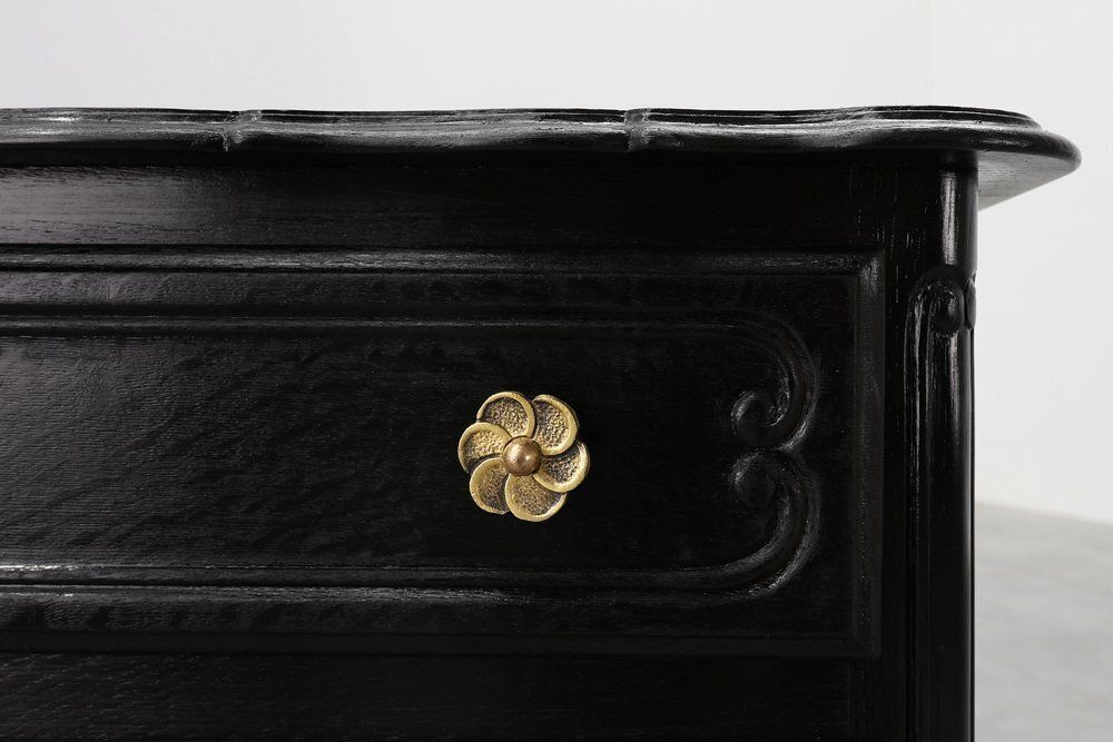 Louis XV Chest Of Drawers In Black Lacquered Oak, France, 1950s photo Furniture
