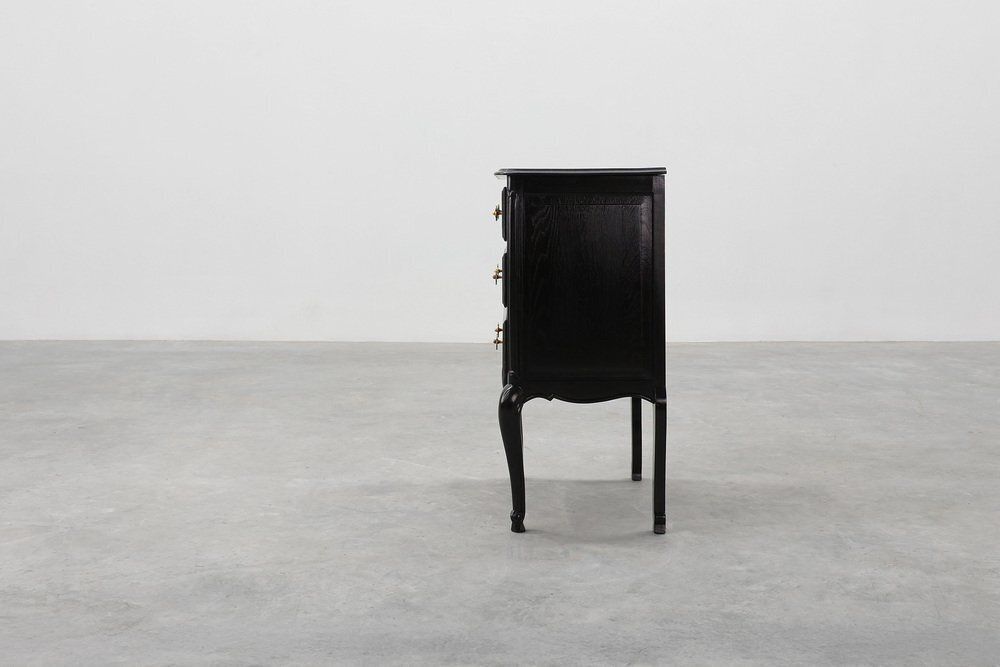 photo furniture Louis XV Chest Of Drawers In Black Lacquered Oak, France, 1950s