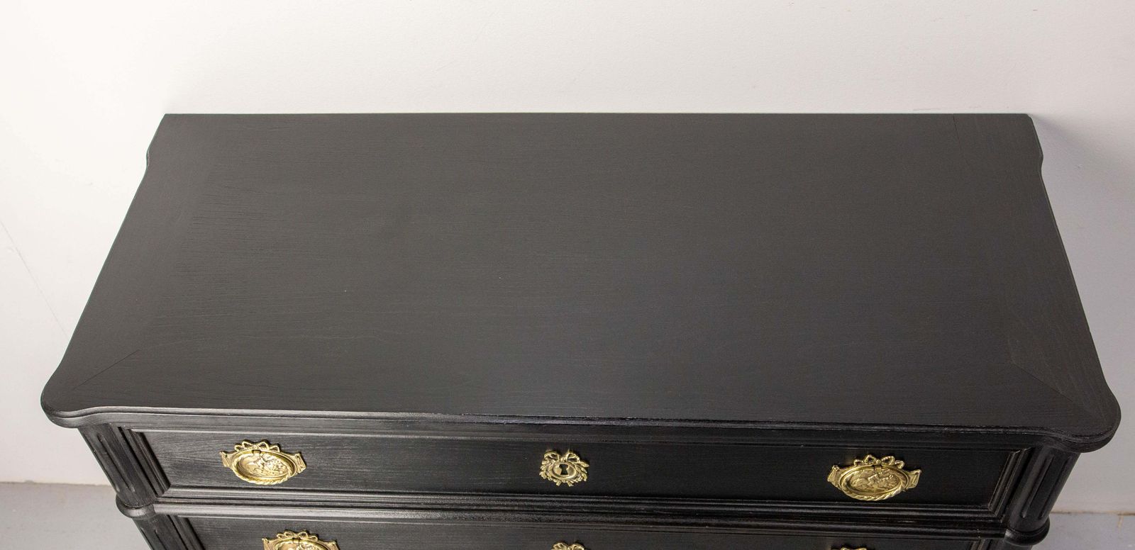 French Louis XVI Style Black Wood Commode Chest Of Drawers Circa 1980 photo 1523.0