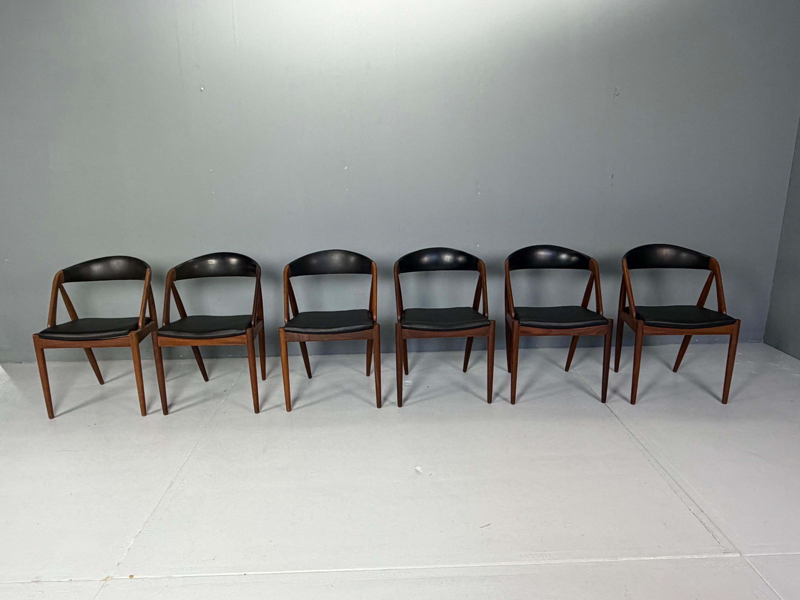 Kai Kristiansen Model 31 Set Of 6 Teak 'A' Frame Chairs For Schou Andersen, 1960 photo furniture
