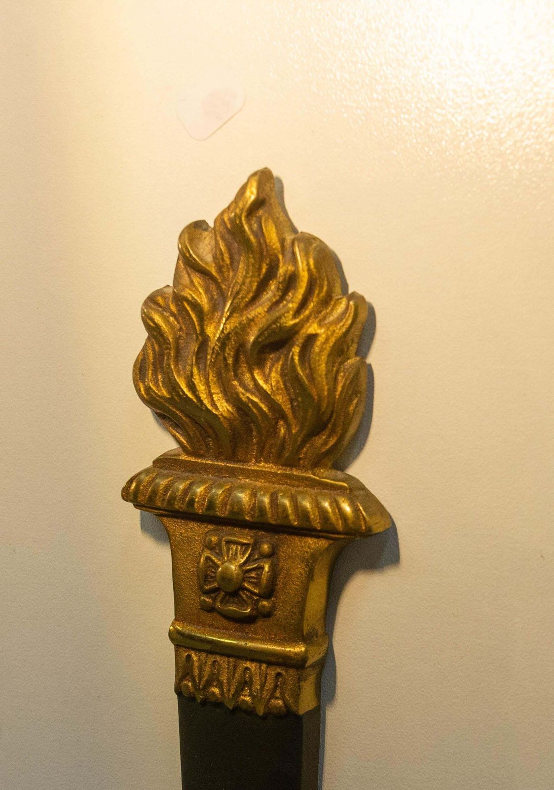 Lighting Pair Of Sconces Empire Style Deep Green With Torch And Swan Circa 1960 France photo