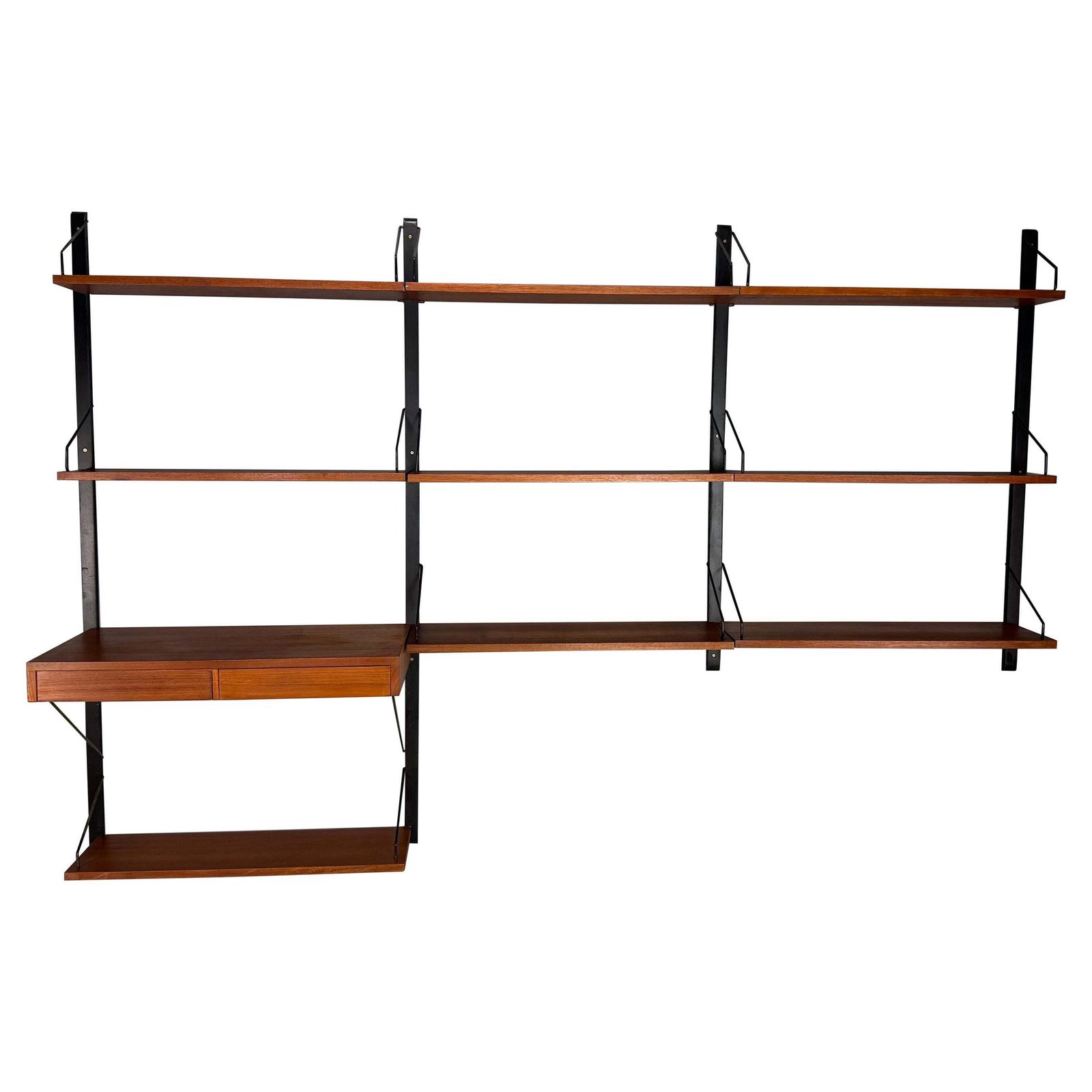 Poul Cadovius Mid  Century Modern Modular Teak Wall Unit Shelving For Cado, 1960