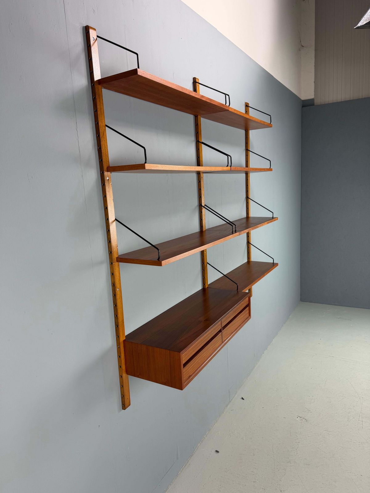 Poul Cadovius Mid  Century Modern Modular Teak Wall Unit Shelving For Cado, 1960 photo for sale