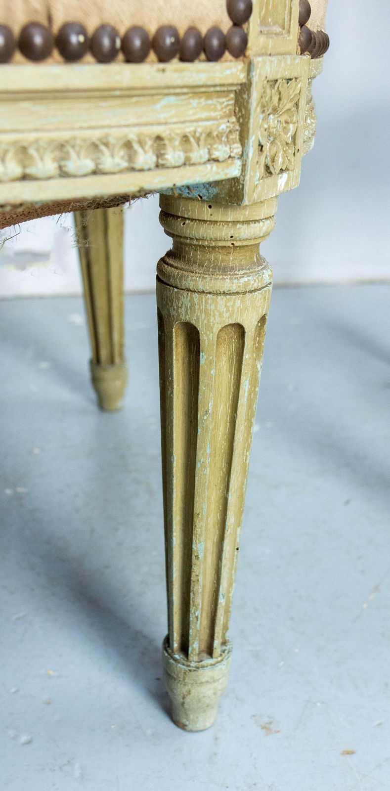 photo buy Pair Of French Patinated Open Armchairs Louis XVI Medallion Fauteuils Circa 1900